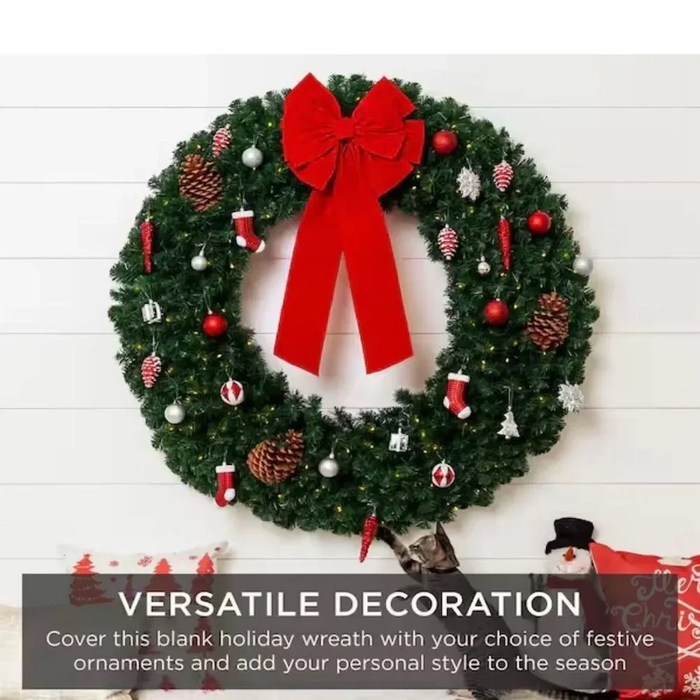 60 in. Artificial Pre-Lit Christmas Wreath with 300 Multicolored Lights 930 tips